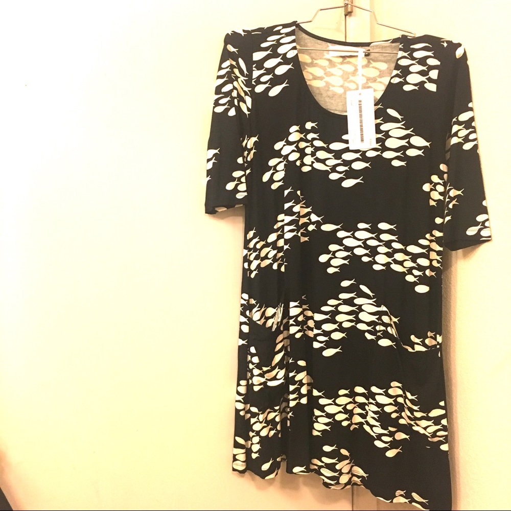 NWT Ava Sky Dress Shaw Black fish XS